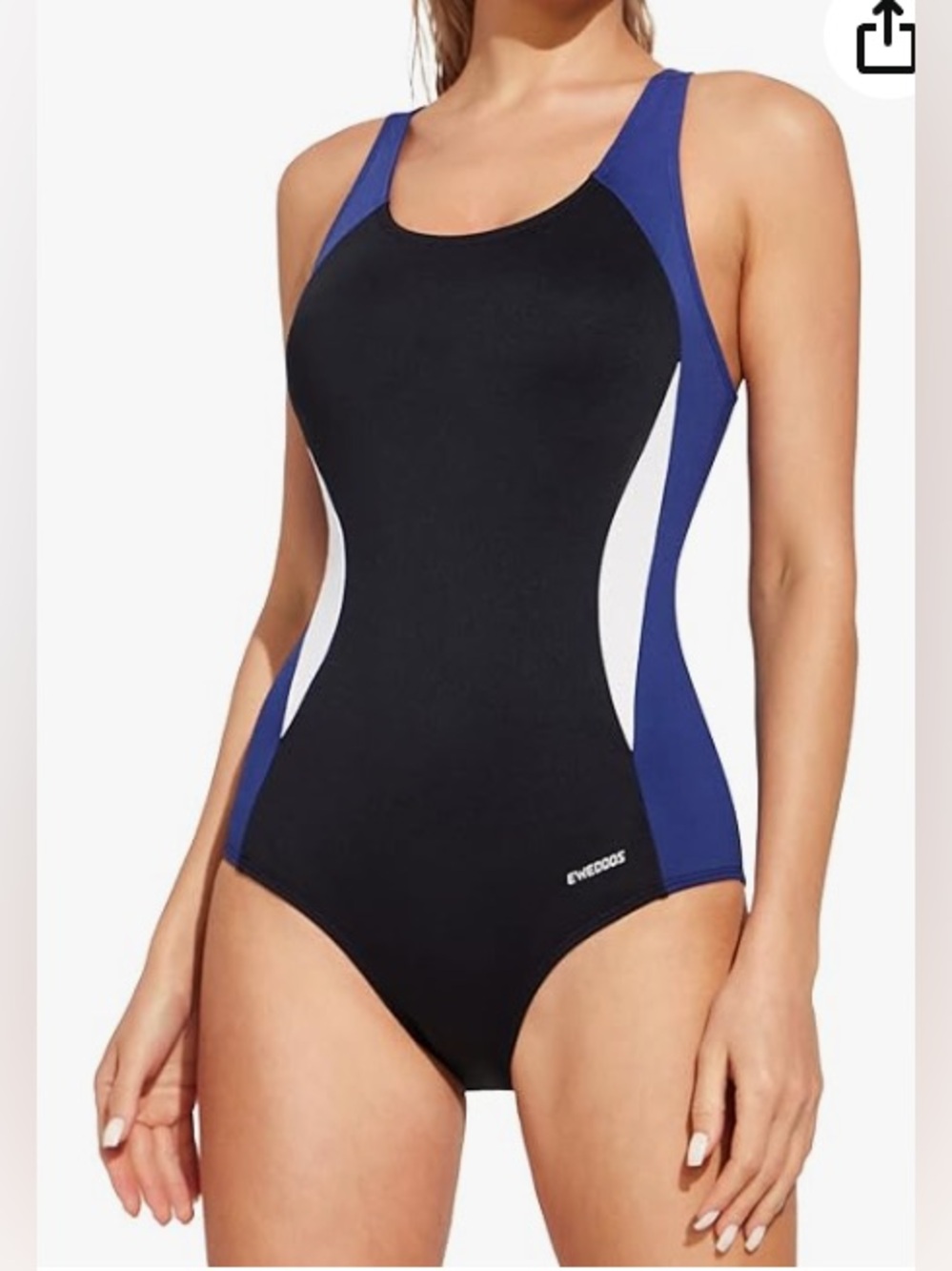 Color-Block Black & Blue One-Piece Swimsuit